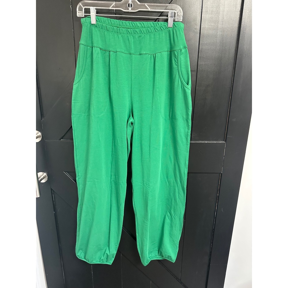 Gudrun Sjoden Green Organic Cotton Jersey Elastic Waist Balloon Leg Pants Size M